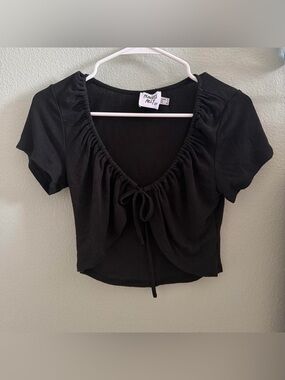 Princess Polly Black Tie-Front Ruched Crop Top